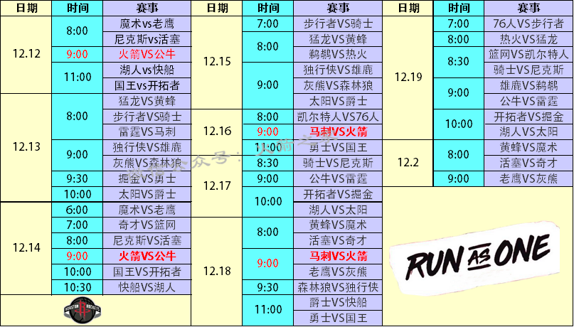 “火箭队新赛季赛程一览”